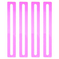 Four pink acrylic line finders standing side by side