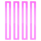 Four pink acrylic line finders standing side by side