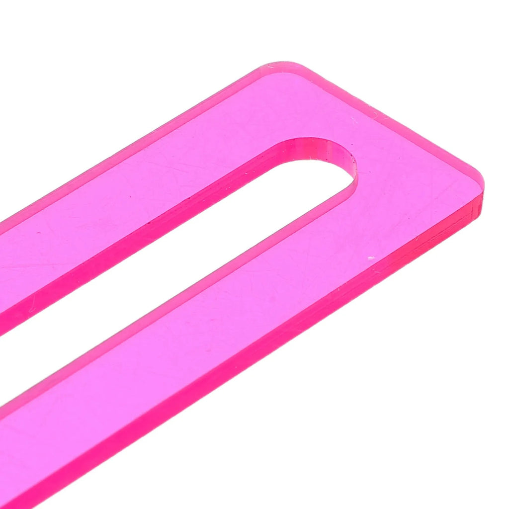 Close-up of the rounded end of a pink acrylic line finder