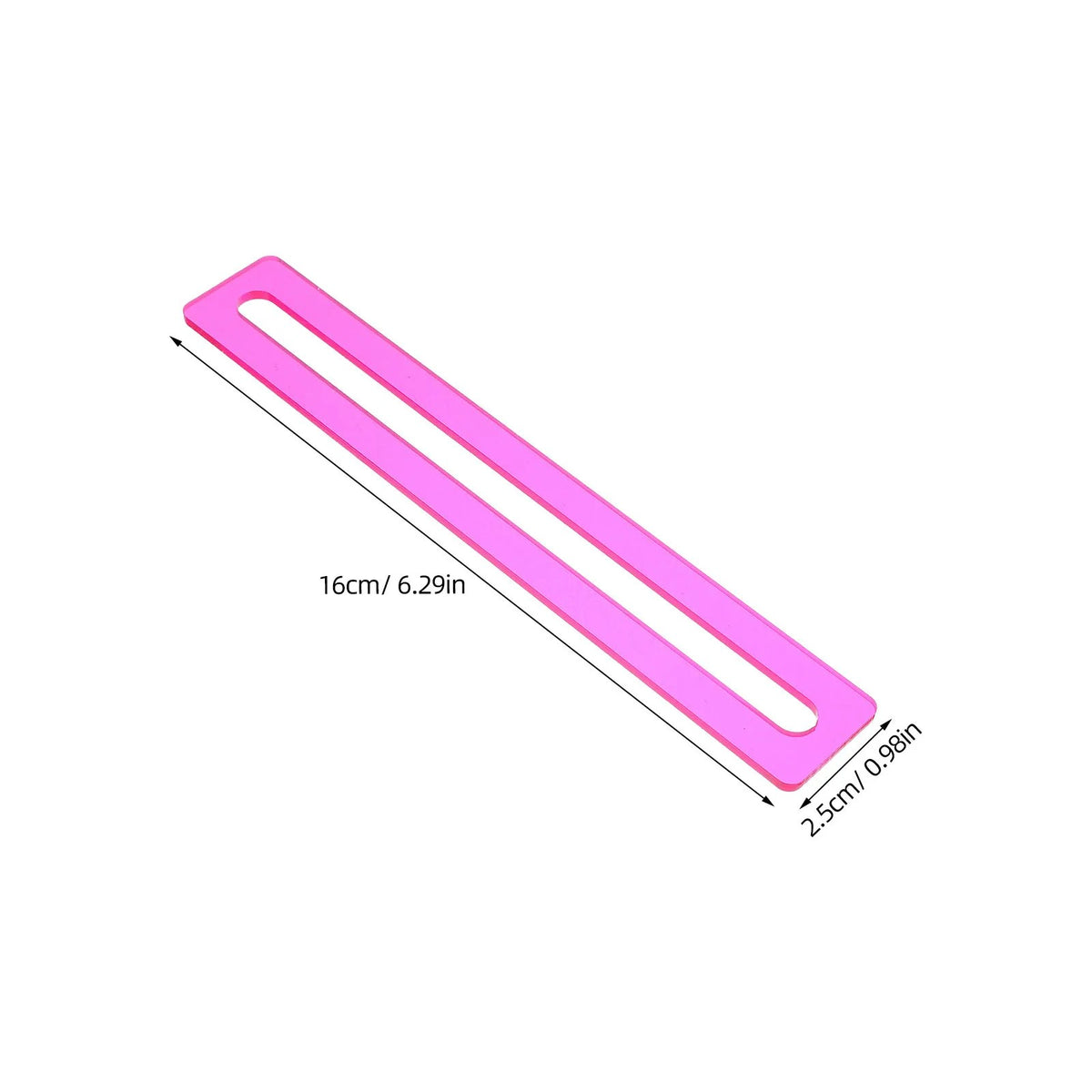 Pink line finder with its size: 6.3 in by 1 in